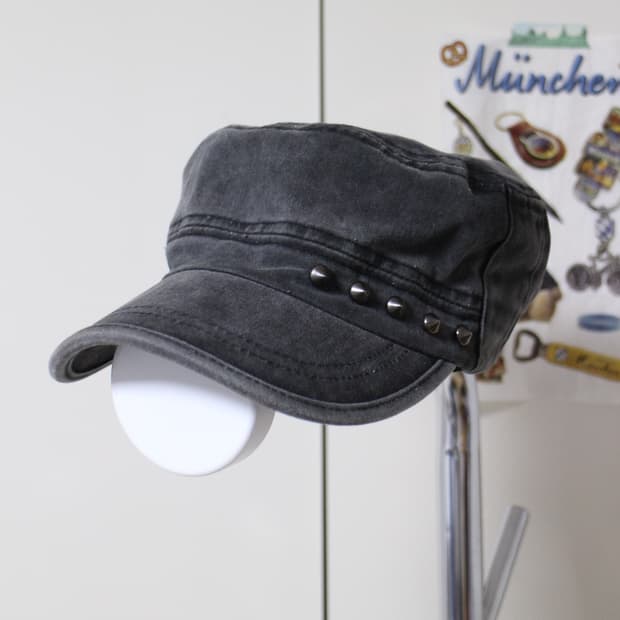 빈티지 스터드 포인트 헌팅캡