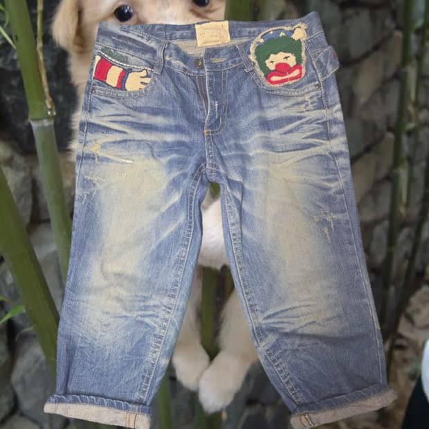 Lolitajeans ロリータジーンズ クロップドボーイズデニ워싱반바지숏자수