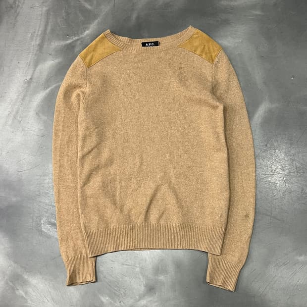  아페쎄 레더 배색 니트 y15429