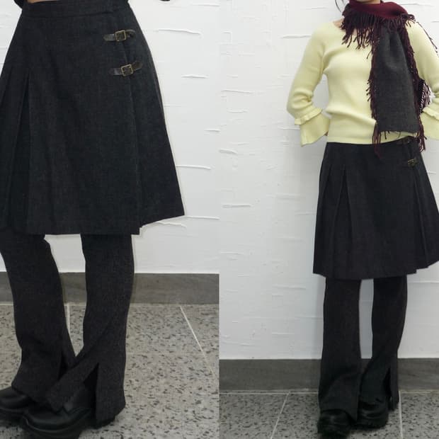 Twin buckle wrap skirt