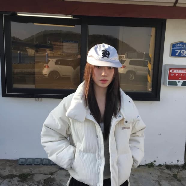 널디 nyd 우먼스 크롭 코듀로이 패딩 아이보리 s