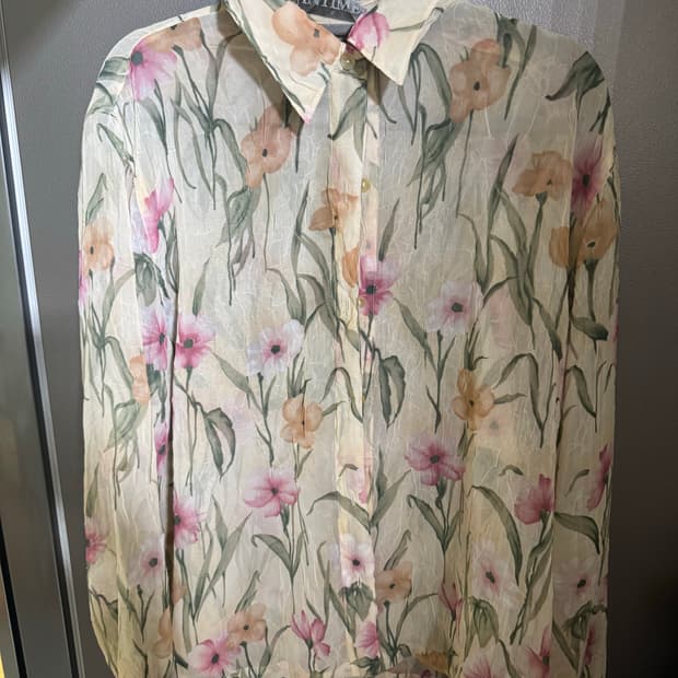 Flower sheer shirt 플라워 쉬어 빈티지 링클 셔츠