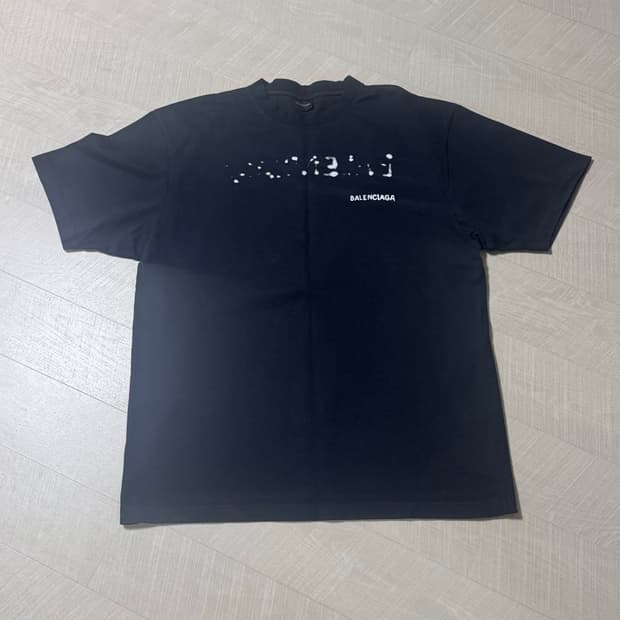 발렌시아가 핸드 드로운 라지핏 반팔 T 블랙 M