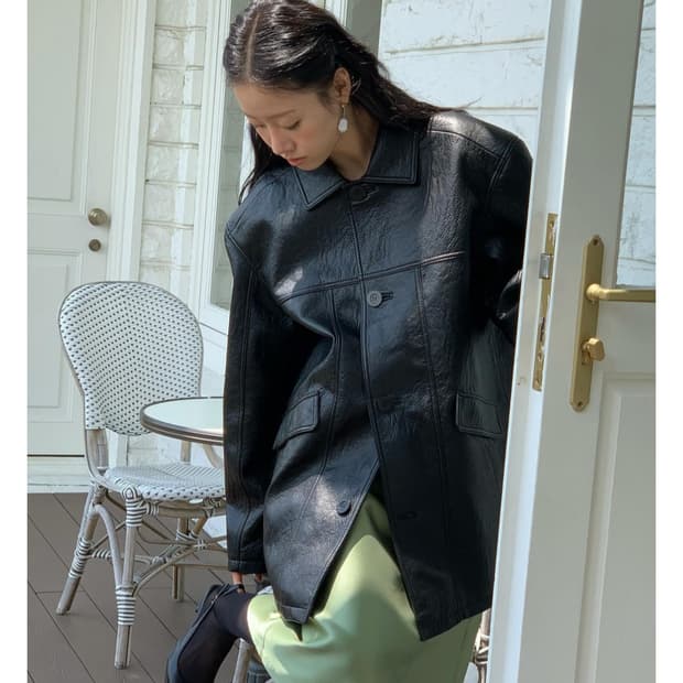 러브마이산타 아워 빈티지 레더 하프 자켓 레더 자켓 가죽 자켓