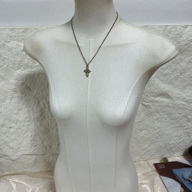 빈티지 황동 십자가 쿠바체인 목걸이