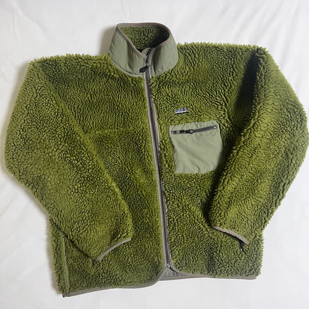 빈티지 파타고니아 딥파일 가디건 모스그린 M