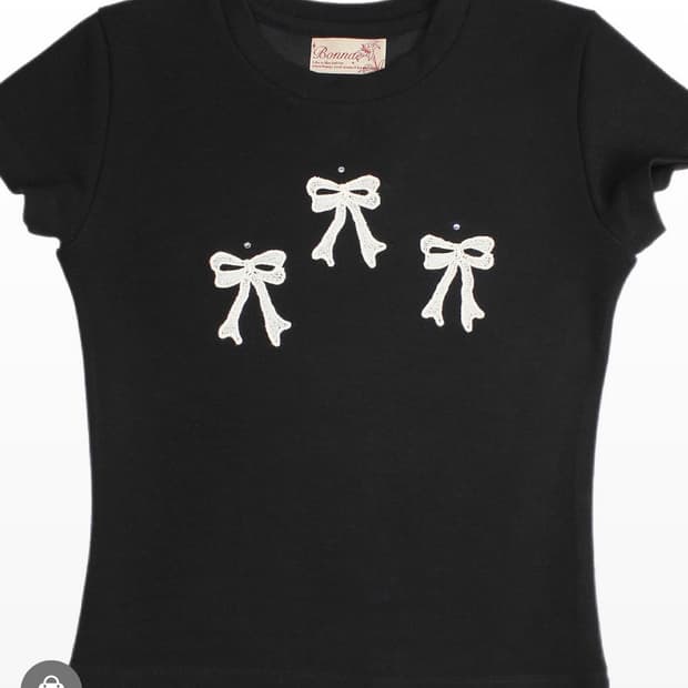 본네 리본 니들워크 탑 반팔