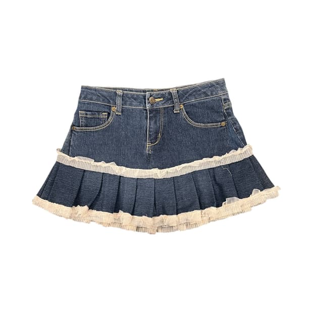 JPN 리워크 데님 프릴 미니스커트 S