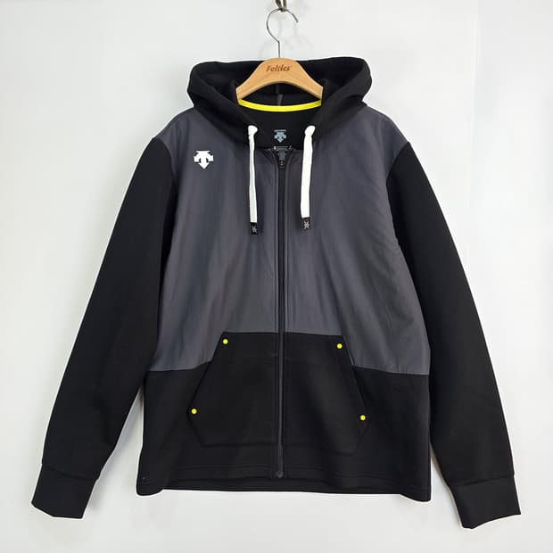 데상트 Descente 배색 후드집업 블랙/그레이 110