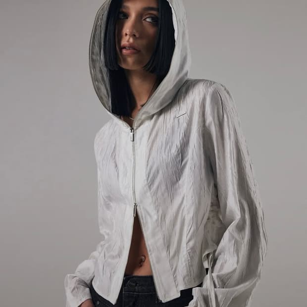 트리밍버드 실키 링클 후드 셔츠