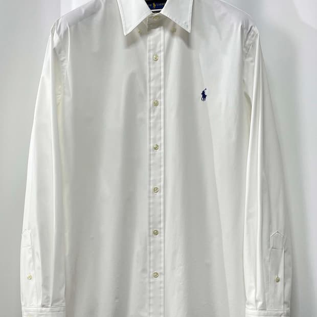 폴로 랄프로렌 코튼 엘라 화이트 버튼다운 포플린 커스텀핏 셔츠