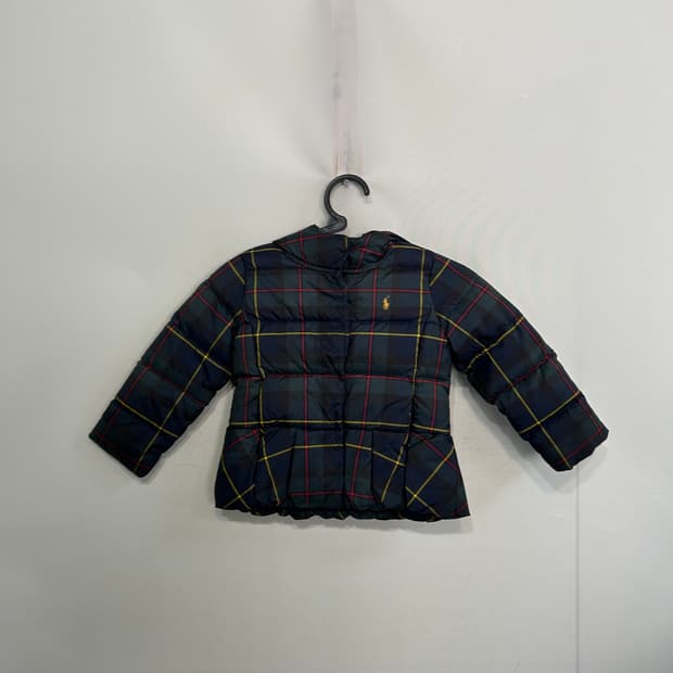 폴로 랄프로렌 키즈 타탄체크 패딩 4T 