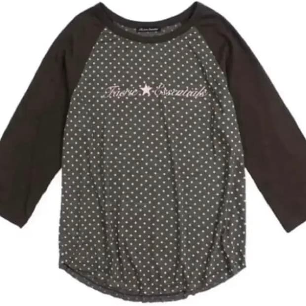 샵페어리 도트 레글런 슬리브탑 차콜