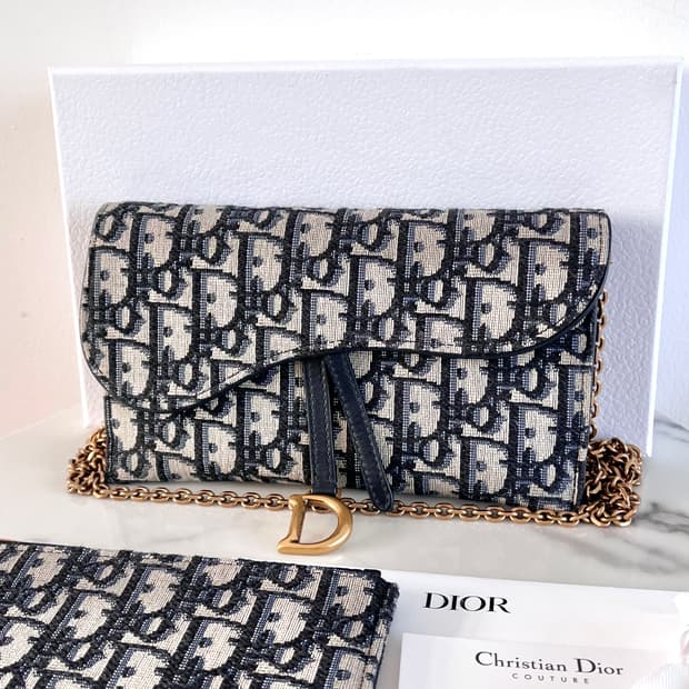 [S급/정품] 디올 새들 스몰 체인 파우치 지갑 woc 숄더백 가방