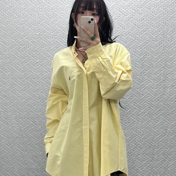 폴로 랄프로렌 빈티지 레트로 빅사이즈 연노랑 셔츠 115 C11064