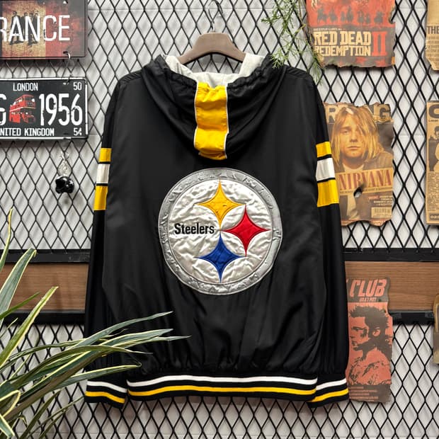 00s NFL X STEELERS 올드스쿨 바람막이 블랙 옐로우