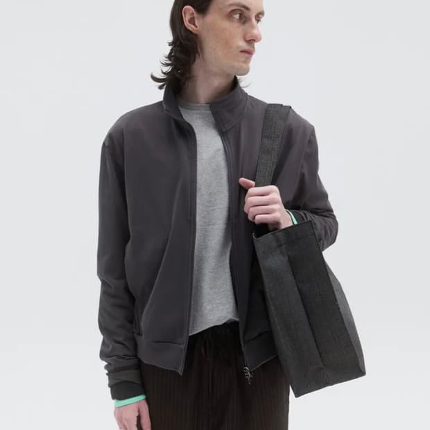 PUNCHED RIB TRACK JACKET - CHARCOAL