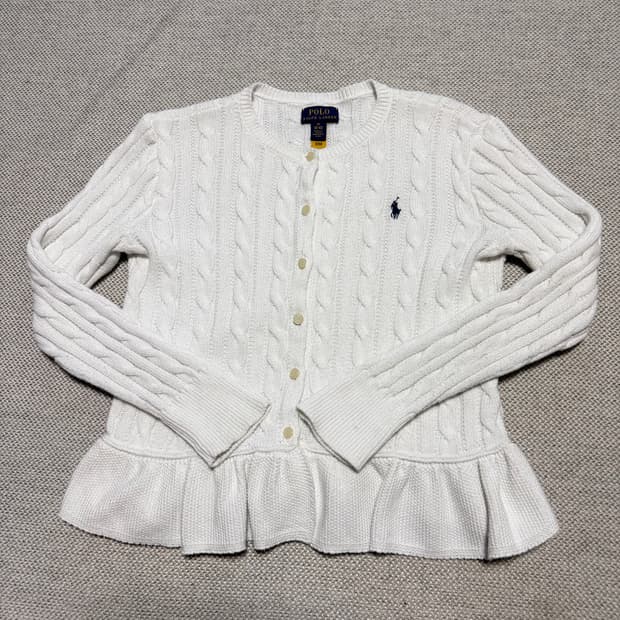 폴로 랄프로렌 화이트 케이블 니트 가디건