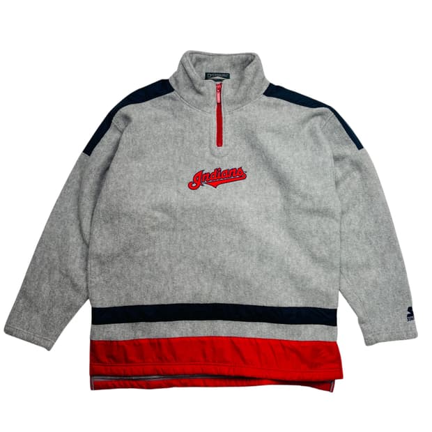 스타터 클리블랜드 인디안스 반집업 플리스 자켓 L