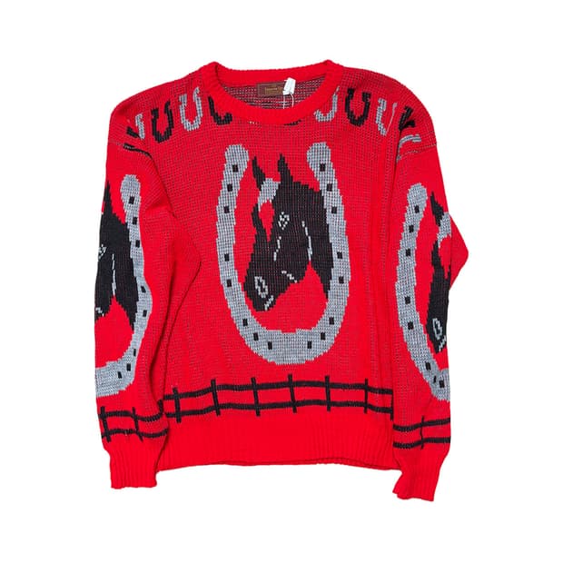 USA 레드 홀스 그래픽 니트 