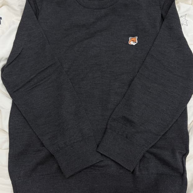 메종키츠네 폭스 헤드 차콜 니트 XL