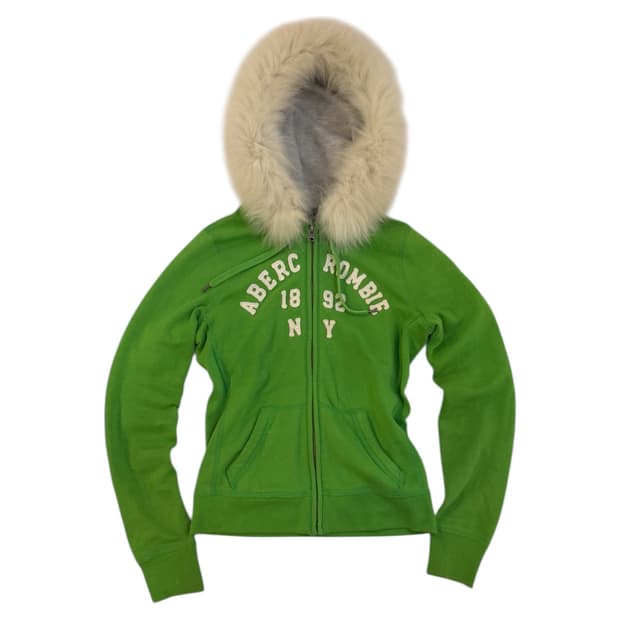 아베크롬비 딱붙핏 울프죠 폭스 퍼 후드집업 그린