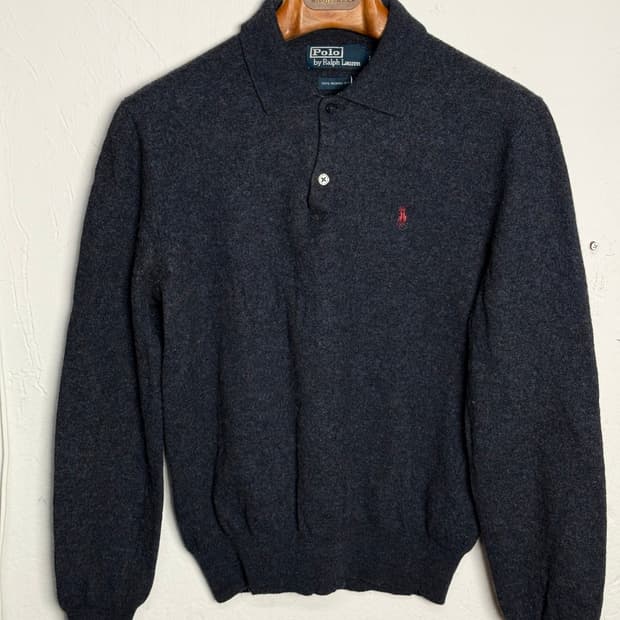 90's 폴로 랄프로렌 메리노 울 폴로셔츠 L [블루]