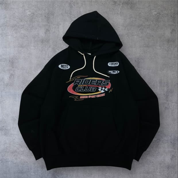 아웃스탠딩 빅로고 블랙 후드티