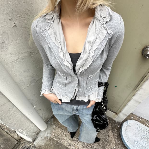 00s 빈티지 러플 단주 자켓