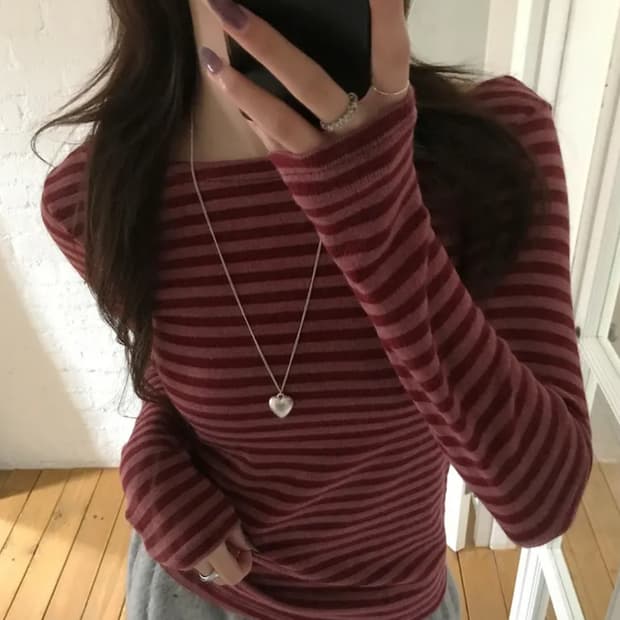 빈티지 소브르 스트라이프 탑