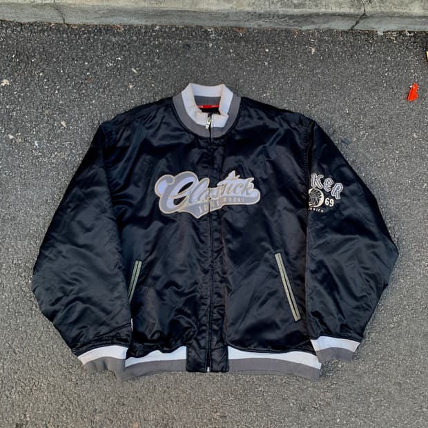 1990’s  올드스쿨 힙합 사틴 바시티 자켓 자수 스타디움 점퍼 XL
