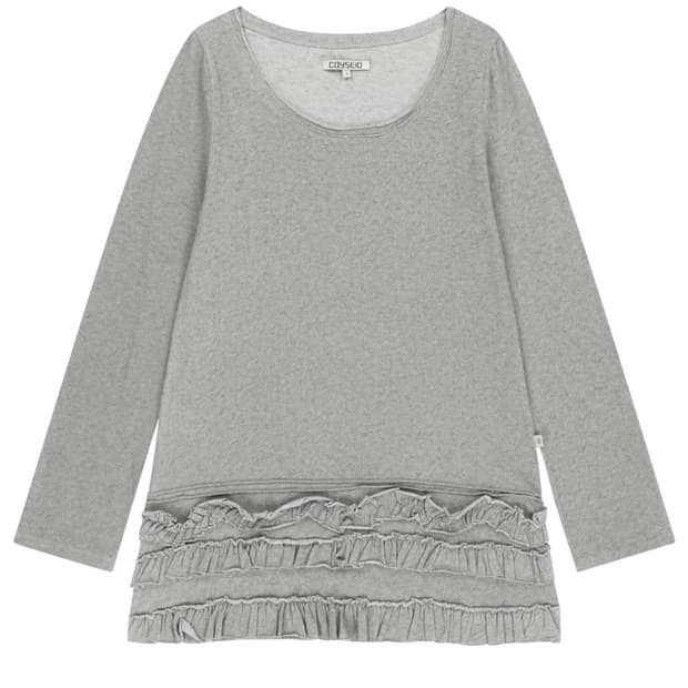 BOTTOM MULTIPLE FRILL DRESS LIGHT GREY