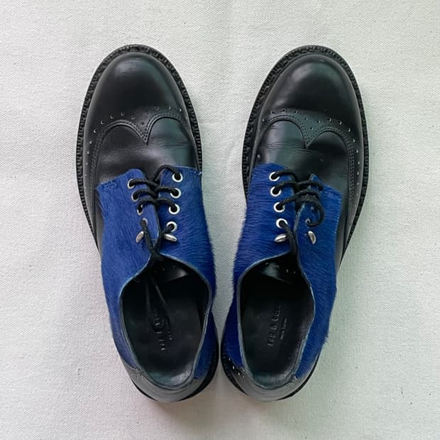 레그 앤 본 투톤 송치 브로그 옥스포드 가죽 더비 슈즈 / 블랙 블루 