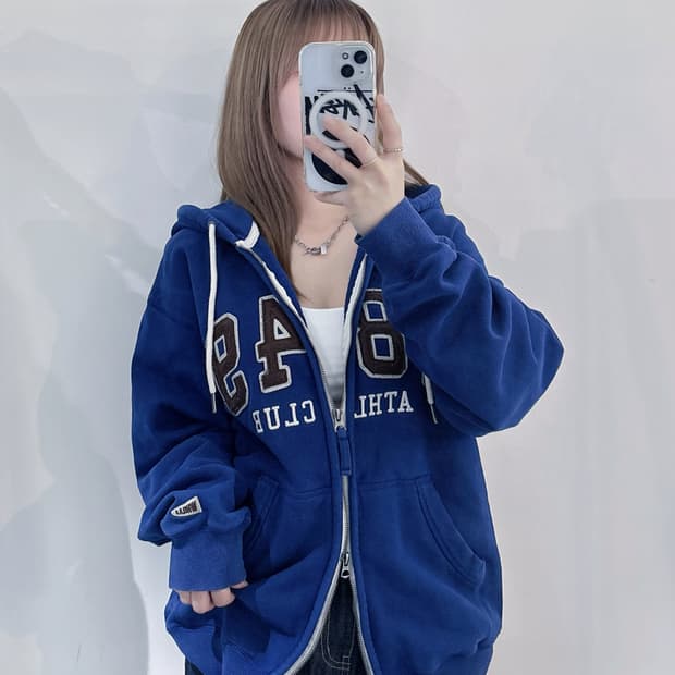 후아유 빅로고 투웨이 후드집업