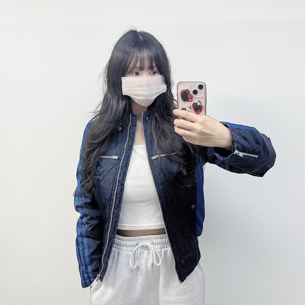 아디다스 프란체스카 레이싱 패디드 자켓 네이비