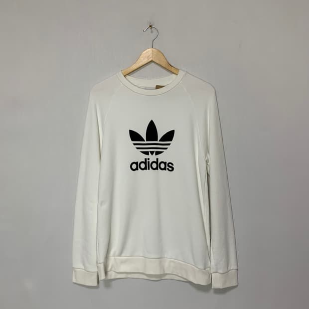 아디다스 트레포일 로고 프린팅 맨투맨 빈티지 아이보리