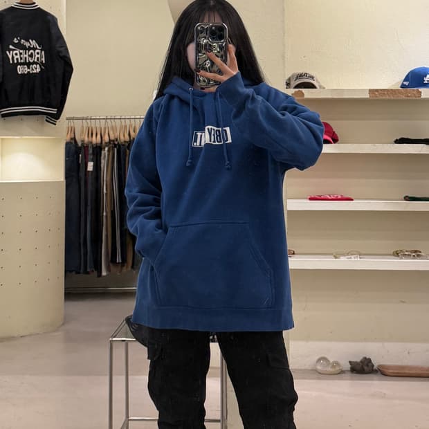 오베이 백로고 스레이트 블루 후드티 U1674