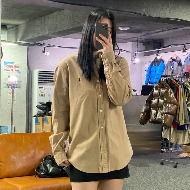 폴로 랄프로렌 포니로고 베이지 옥스퍼드 셔츠 B4117