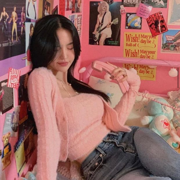 페일제이드 퍼지 퍼 가디건 핑크