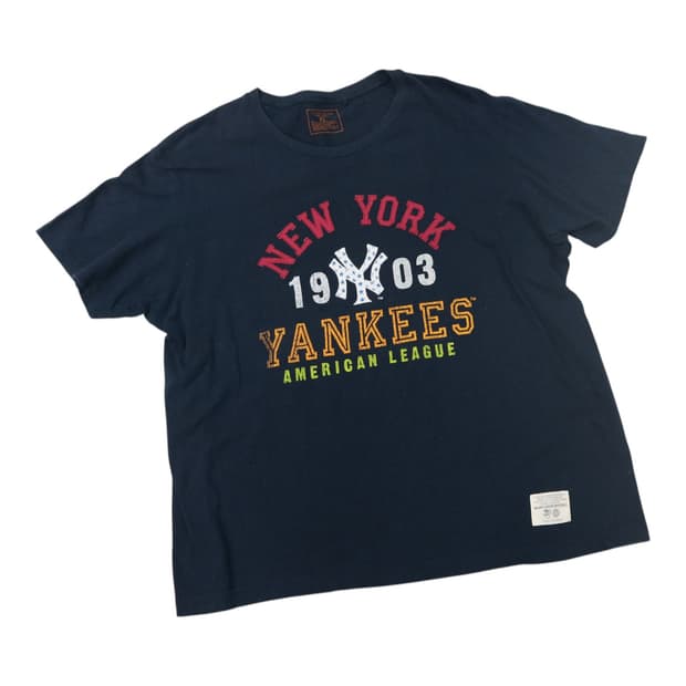 MLB 뉴욕 양키스 빈티지 빅로고 네이비 반팔 티셔츠 (XL)