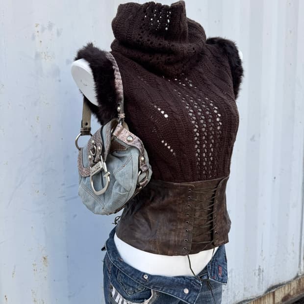 Brown knit sleeveless top