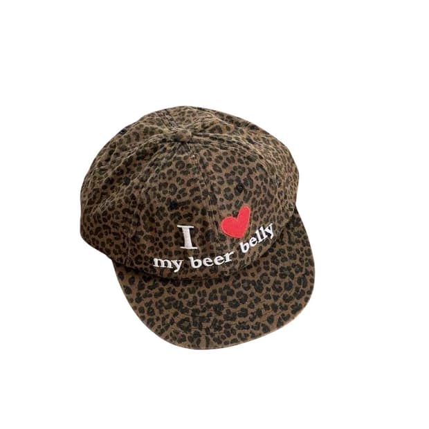 레오파드 레터링 자수 일차챙 볼캡