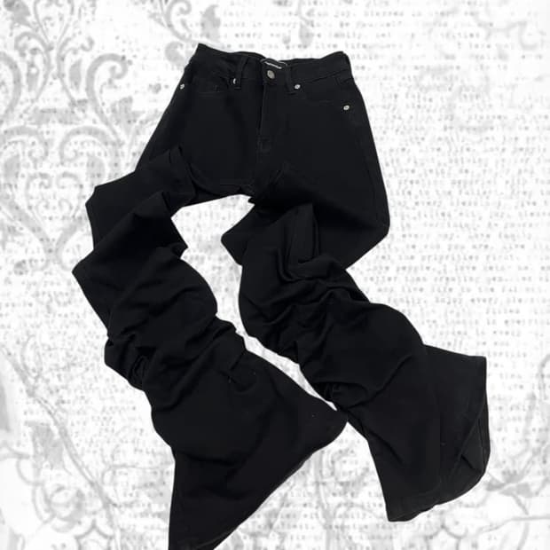 rick owens type stacked denim pants