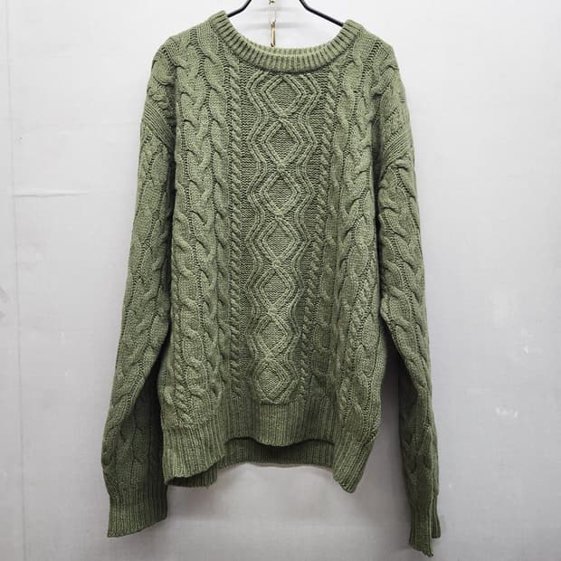 NORTH BRITISH 꽈배기 카키 니트(뉴울) XL