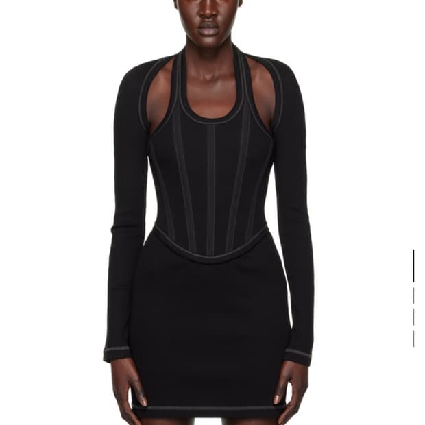 Dion lee 블랙 모듈러 코르셋 미니 드레스