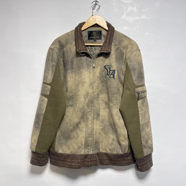 에스닉 하이넥 매쉬업 스웨이드 웨스턴 자켓 L