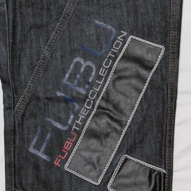 FUBU THE COLLECTION 00's 자수&레더 패치 생지 데님