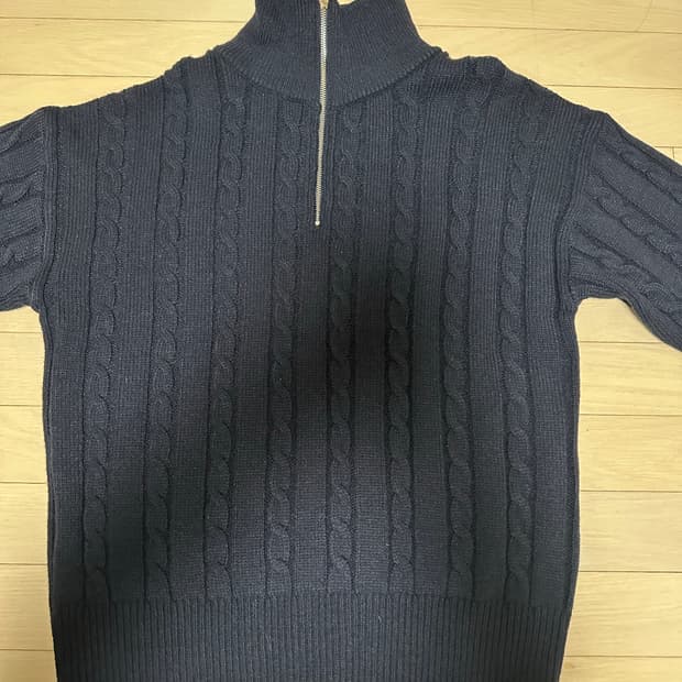 하프 집업 카라넥 케이블 니트 