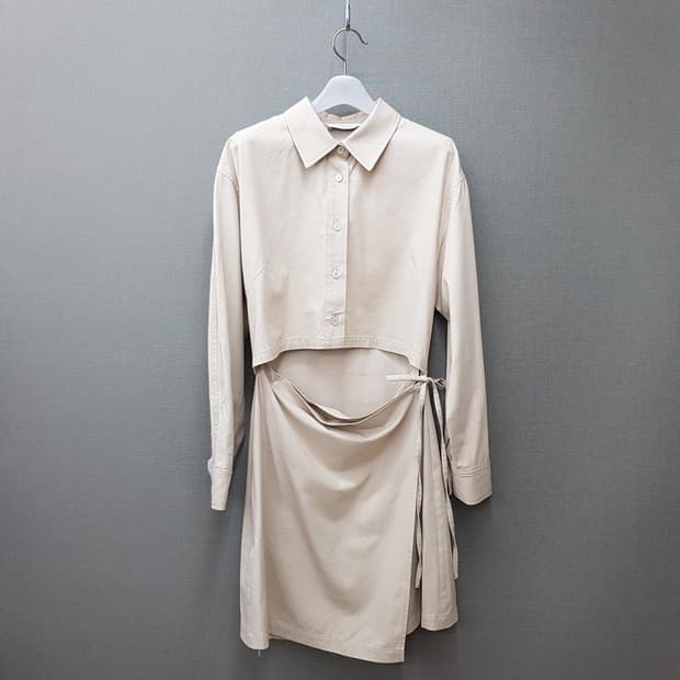 구호플러스 2022 컷아웃 스트랩 셔츠 원피스 2사이즈