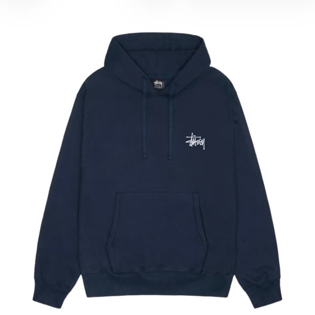 스투시 베이직 스투시 후드 네이비